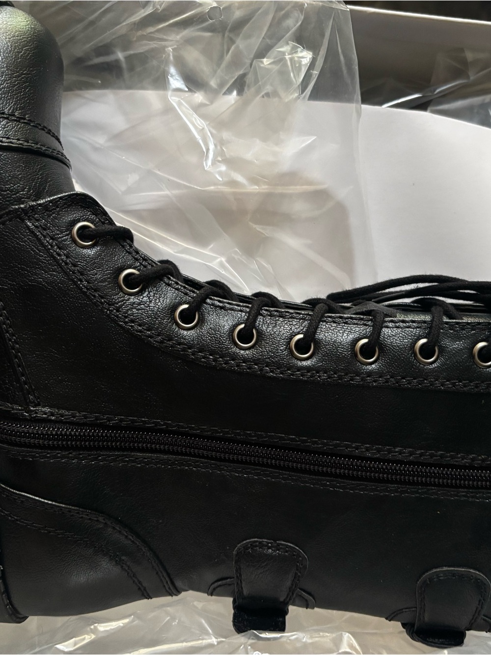 Soda Women's Black Lace-Up Combat Moto Boots